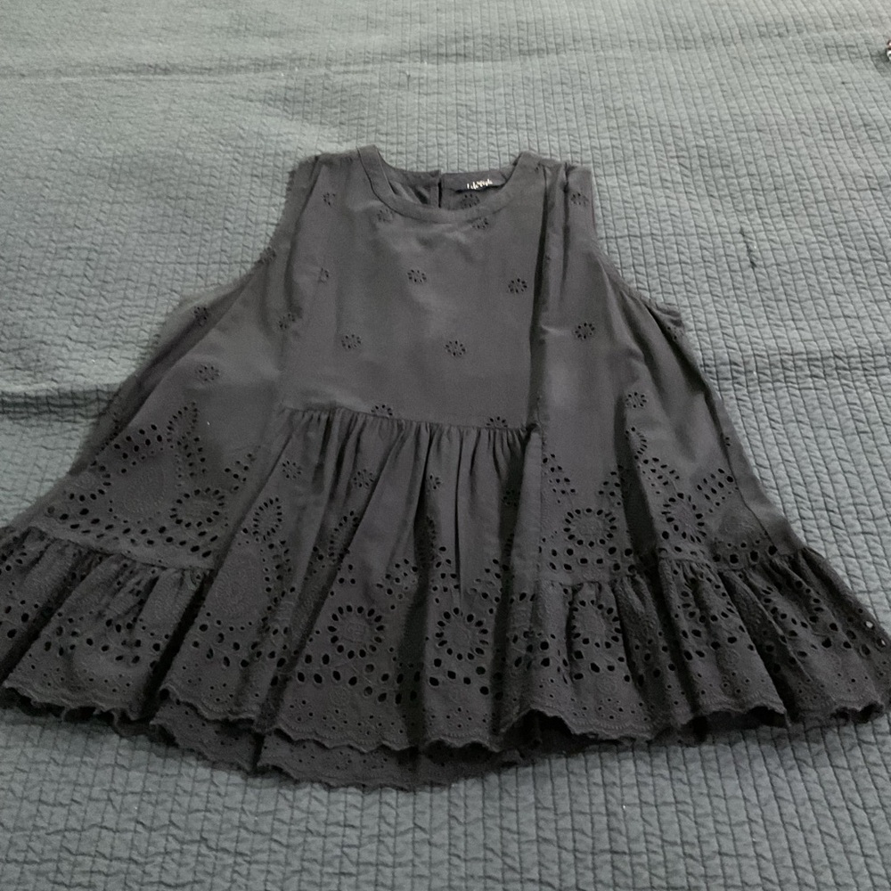 Navy ruffle blouse size large